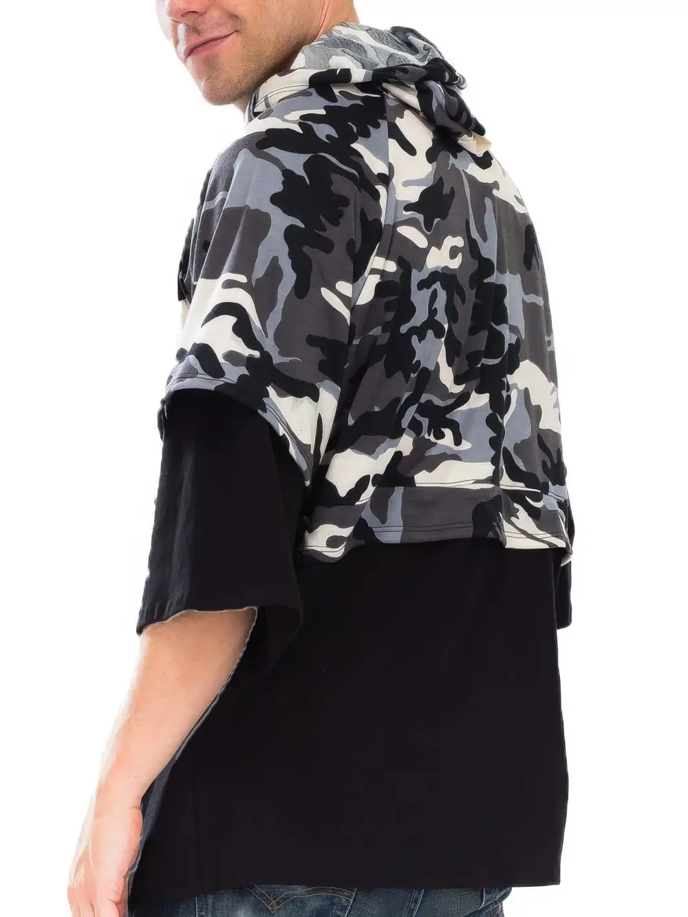 Contrast Hooded T-Shirt Hoodie