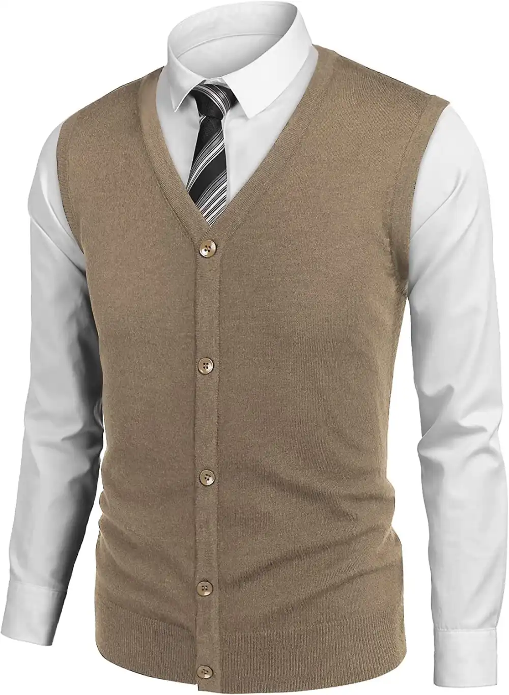 Casual Sleeveless Knitted Button Cardigan Vest Jeans