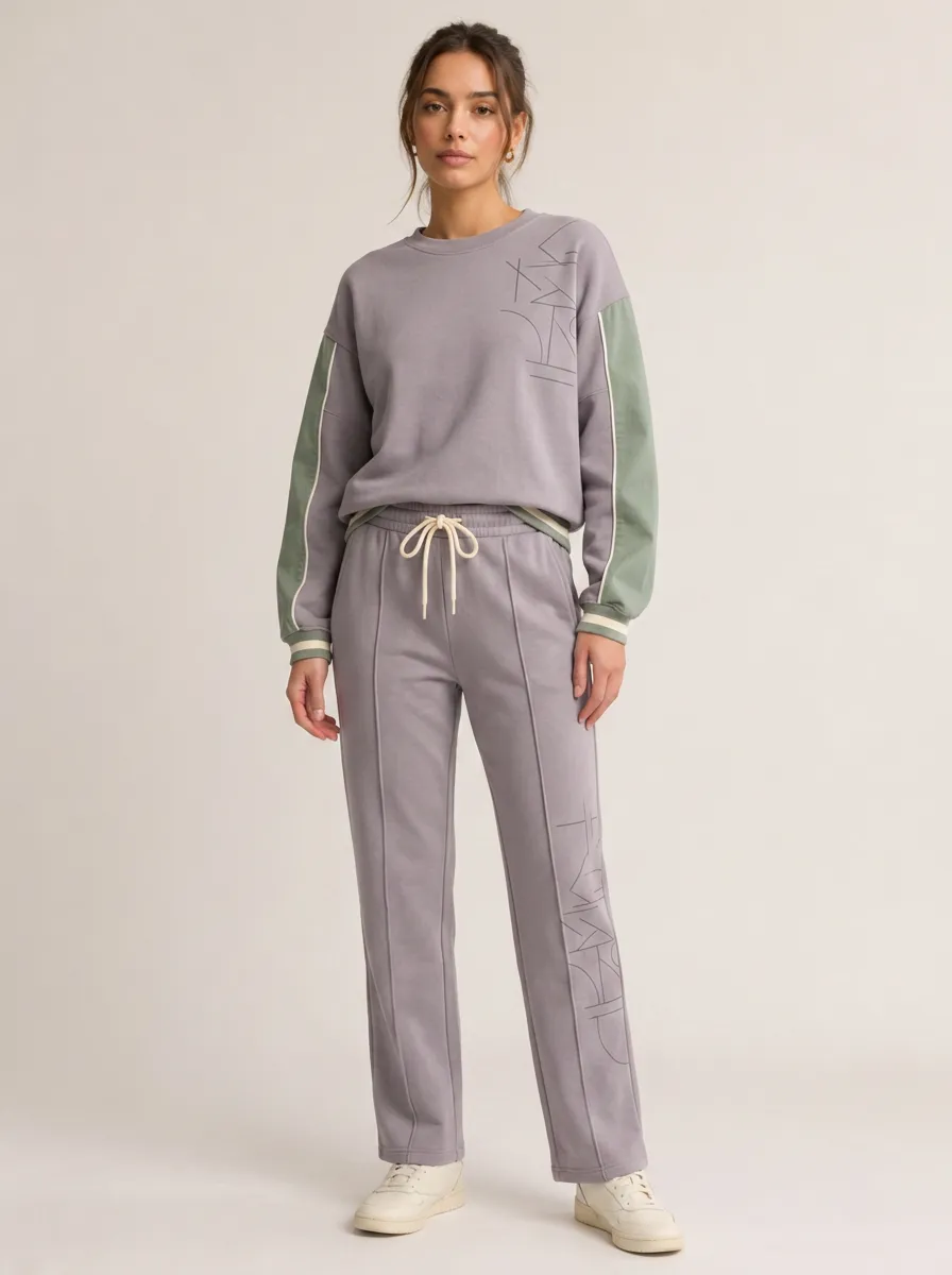 Women's Casual Sporty Graphic Line Printed Loungewear Set