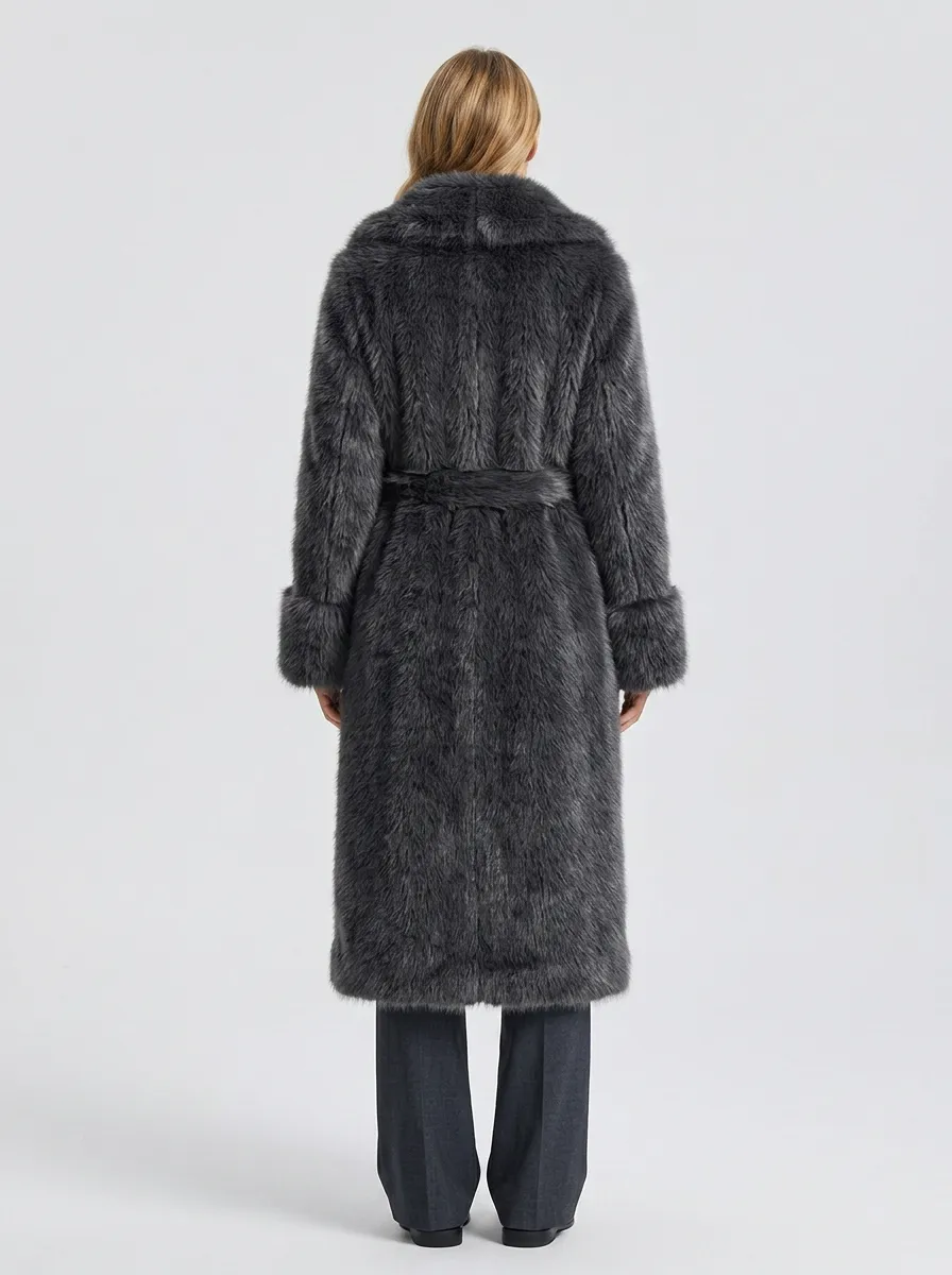 Elevated Belted Faux Fur Coat