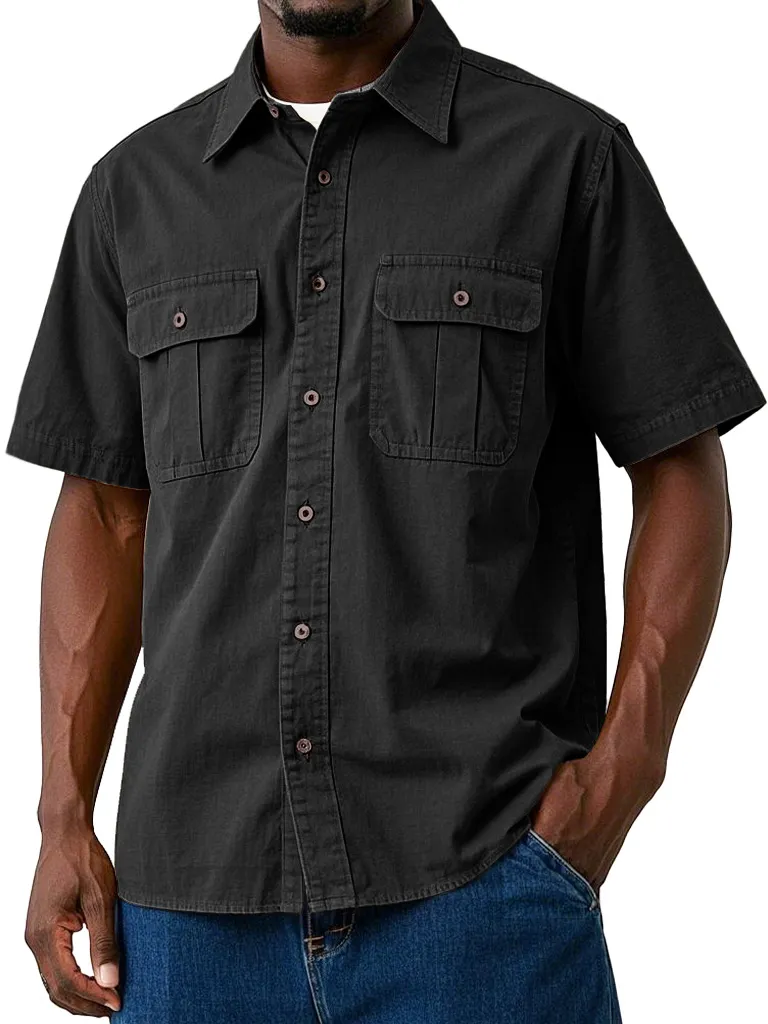 Textured Double Pocket Shirt