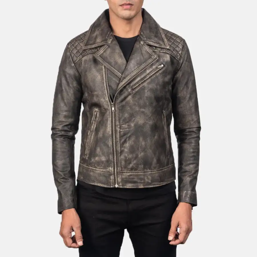 Men's Biker Leather Quilted Jacket