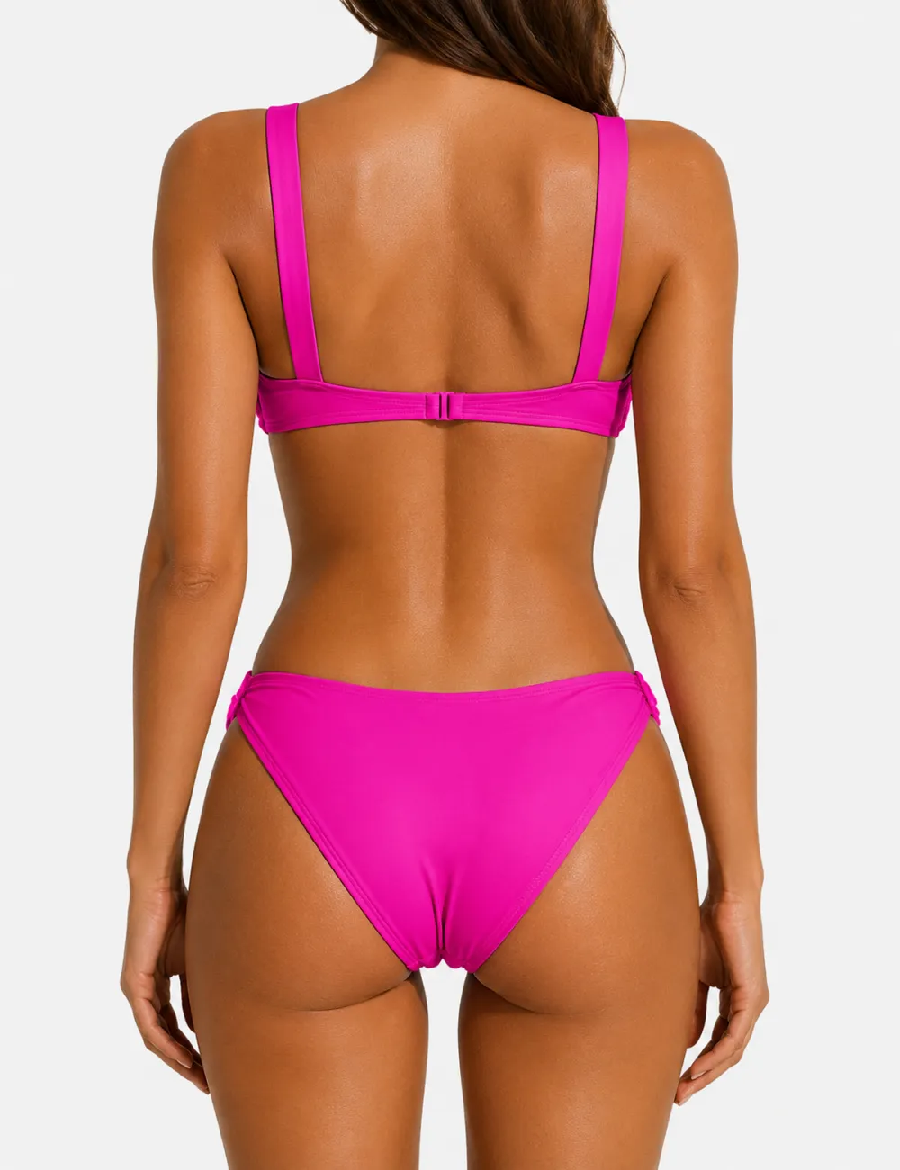 Front D Flower Detail Underwire Balconette Bikini Set