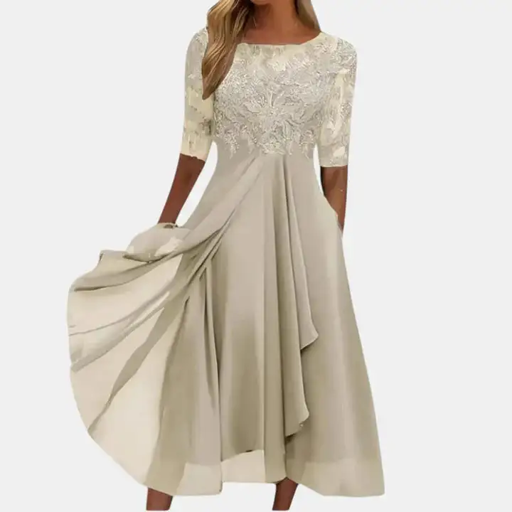  Embroidered Midi Event Dress
