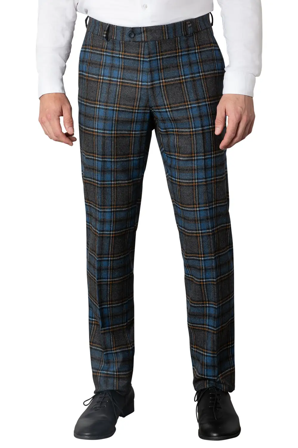 Structured Flat Front Regular Rise Traditional Fit Trousers