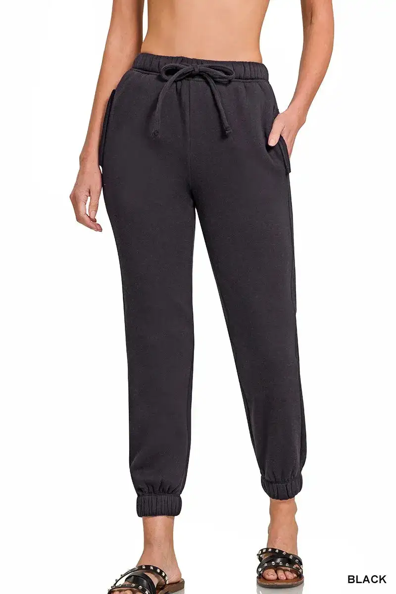 Fleece Drawstring Joggers with Pocket Apparel