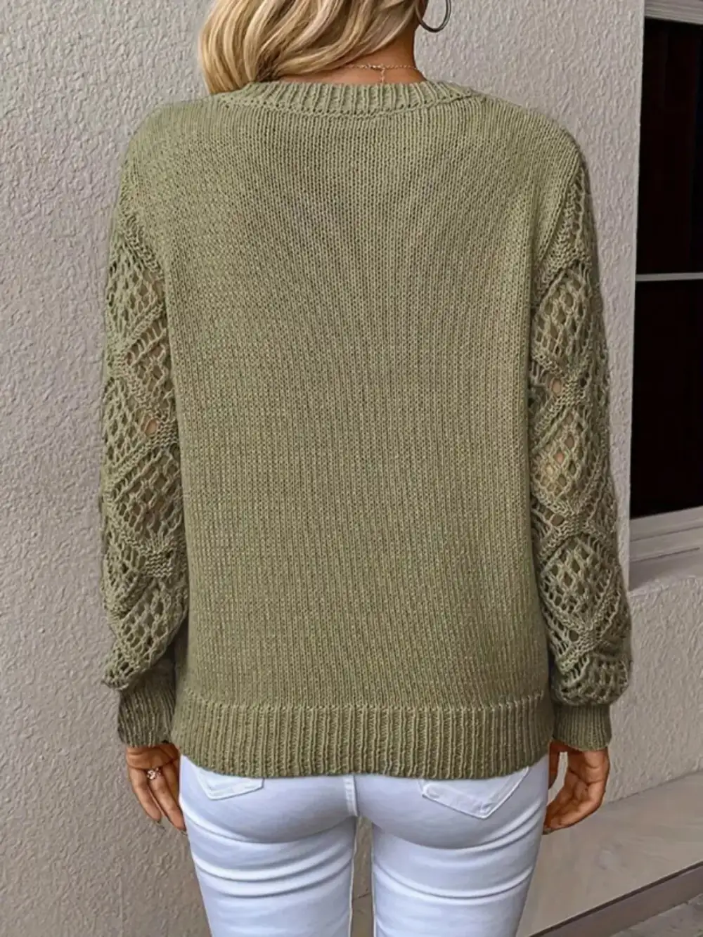 V-Neck Crochet Sweater