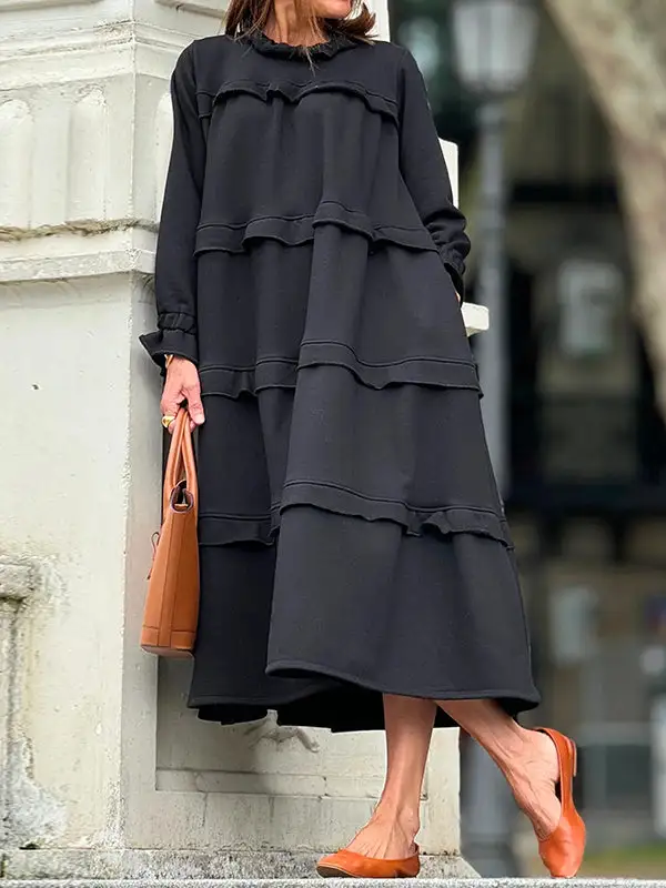 Ruffled Neck Maxi Dress
