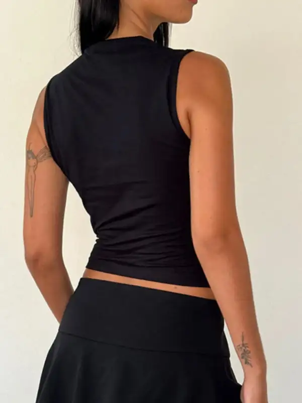 Square-Neck Cropped Ribbed Tank Top