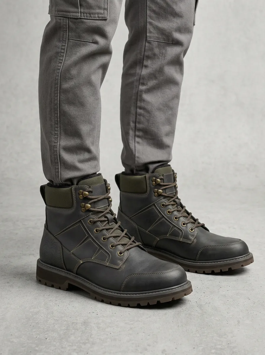 Unisex Outdoor Hiking Topographic Pattern Print Work Boots