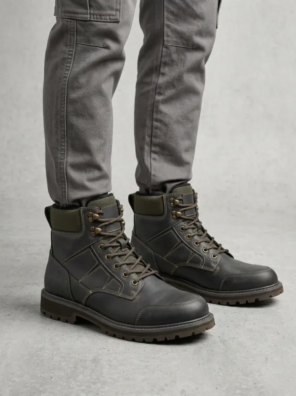 Unisex Outdoor Hiking Topographic Pattern Print Work Boots