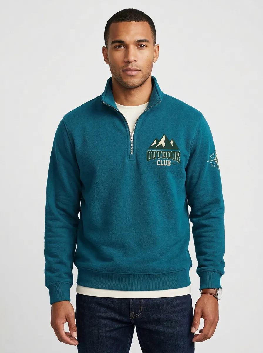 Men's Outdoor Club Mountain Compass Quarter Zip Sweatshirt
