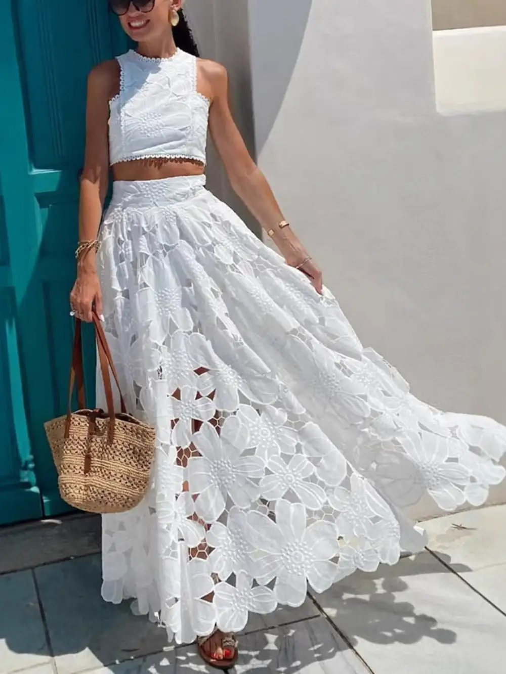 Trim Lace Printed Detail Coordinated Set