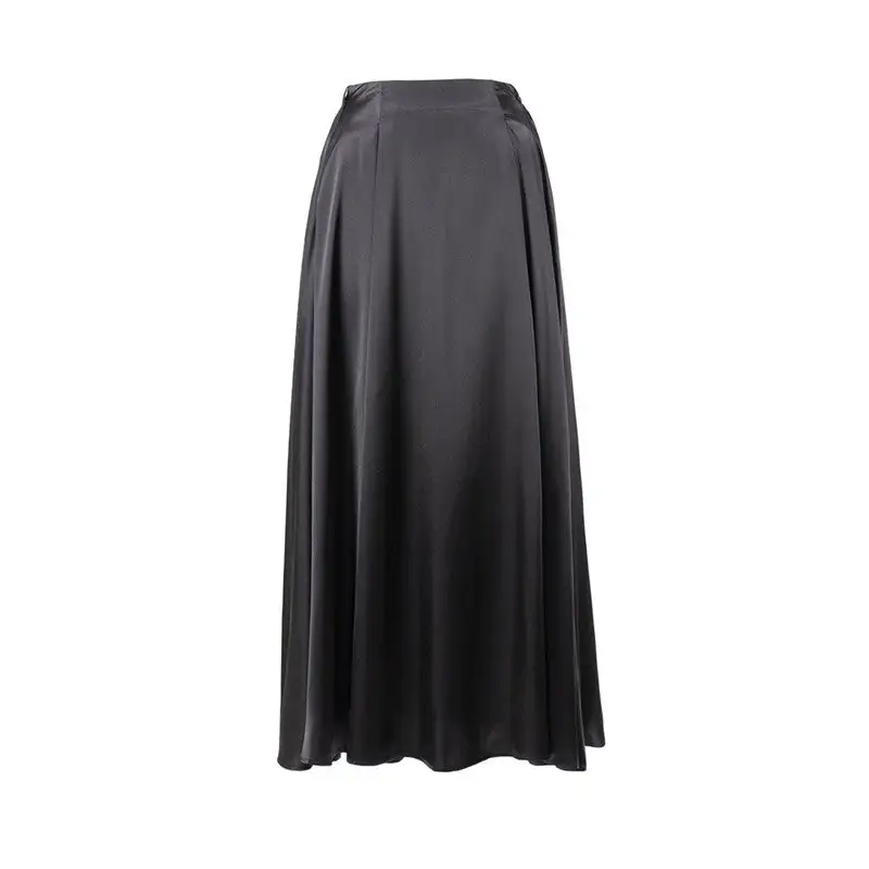 Easy-Wear High Waist Satin Long Skirt