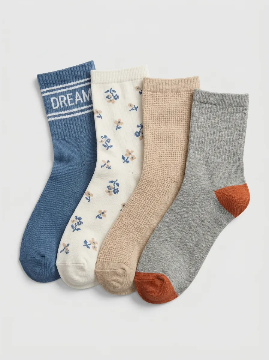 Outdoor-Inspired Floral Men's Four-Pair Long Socks