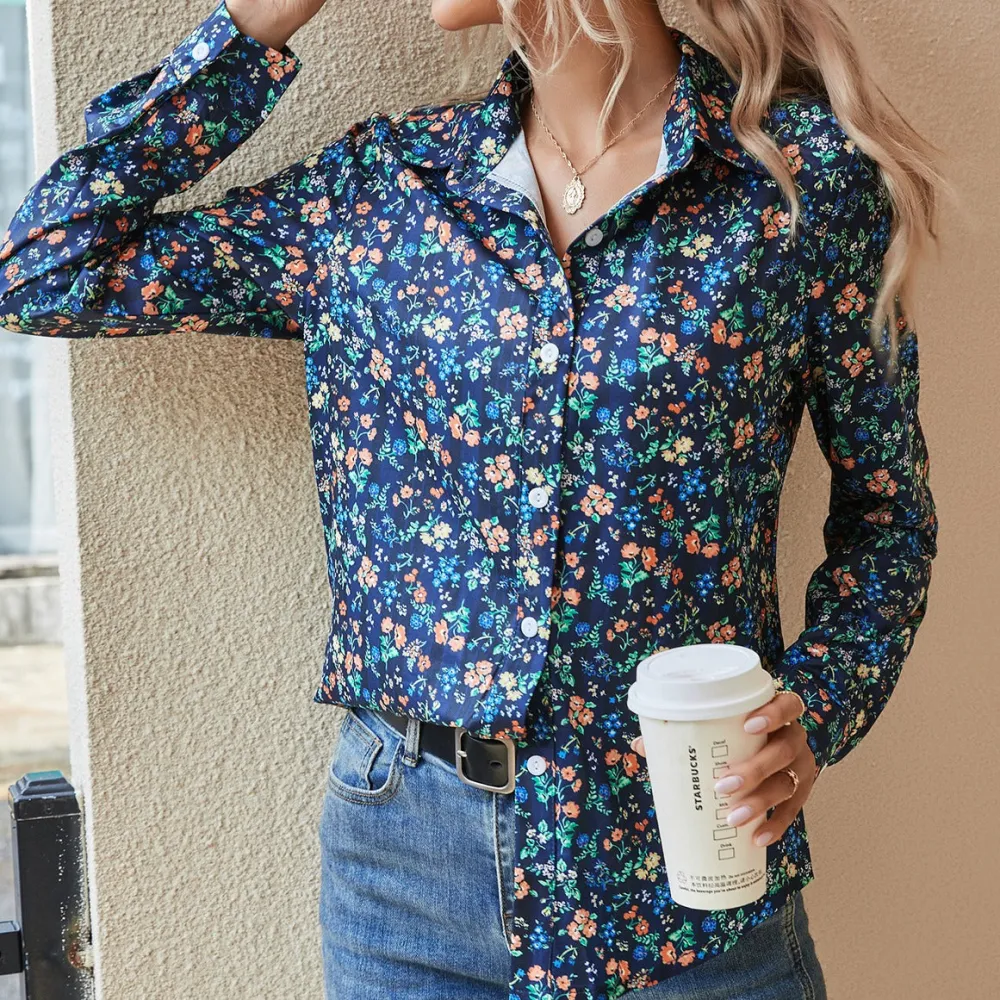 Modern Romance Floral Button Front Blouse