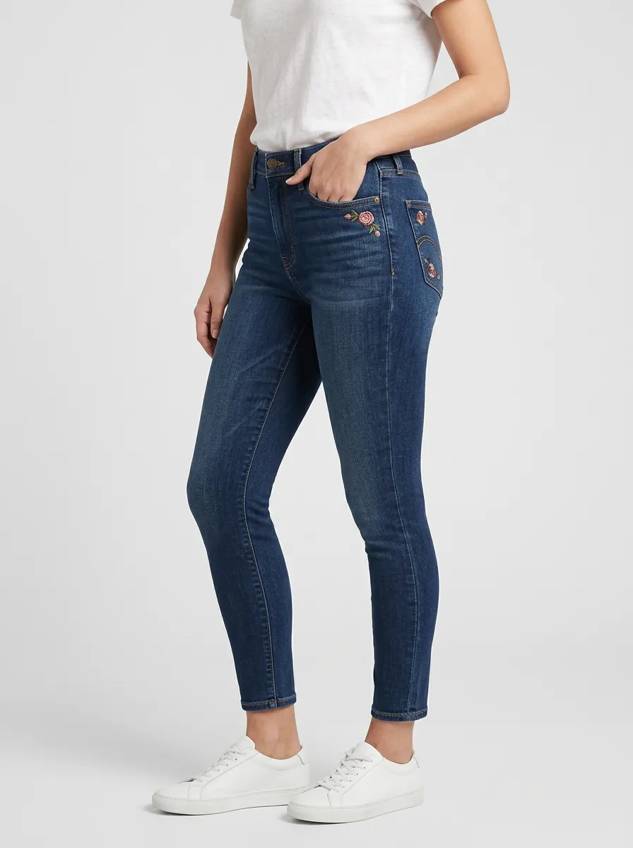 Women's Atlas Floral Rose Embroidered Printed Slim Jeans