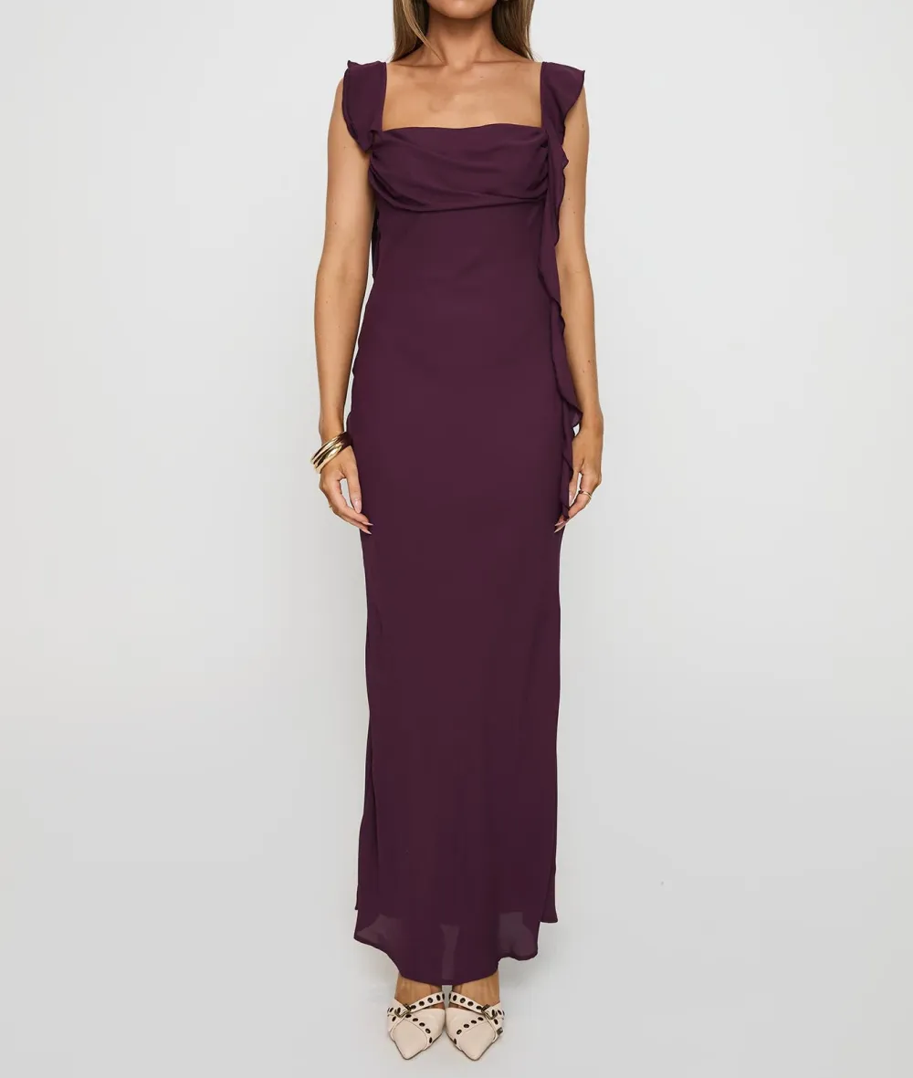 Layered Detail Pleated Maxi Dress