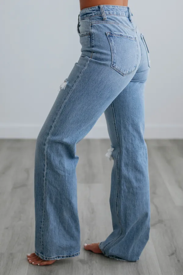 Women's High Rise Fading Whiskering Minimal Stretch Jeans
