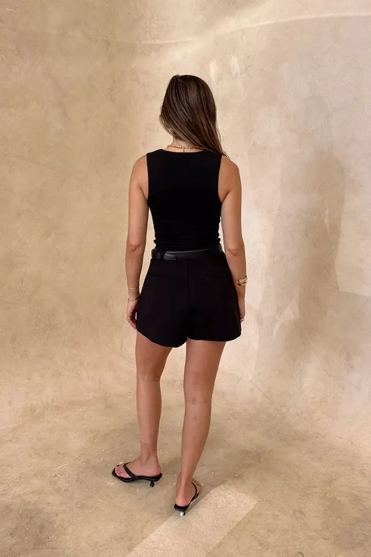 Black Tailored Shorts