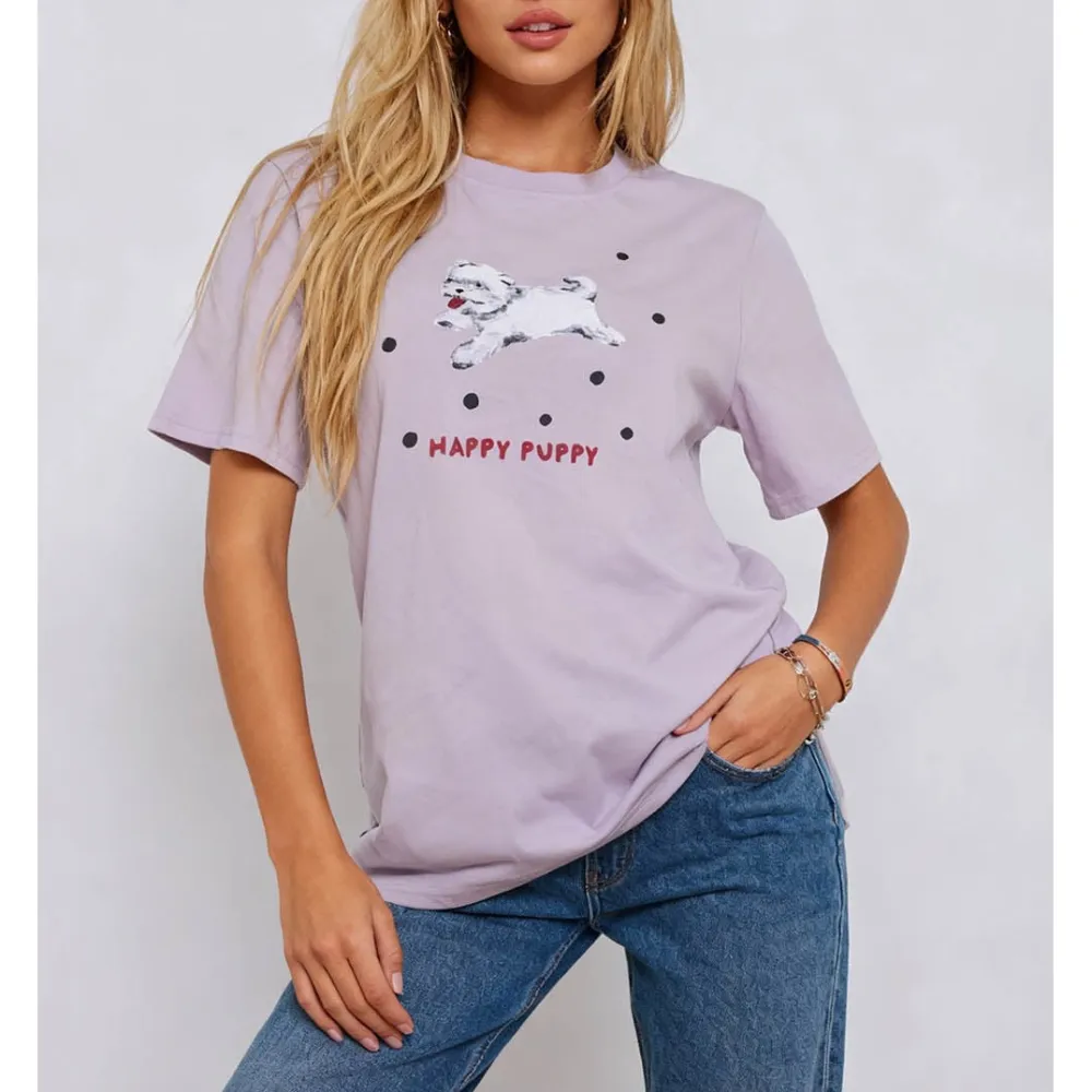 Cartoon Puppy Chic Pullover Short Sleeves T-shirt