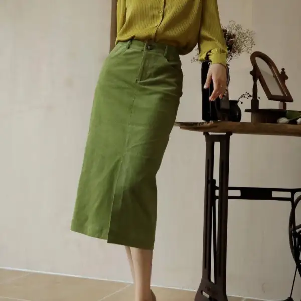Refined Light Everyday Casual Straight Skirt