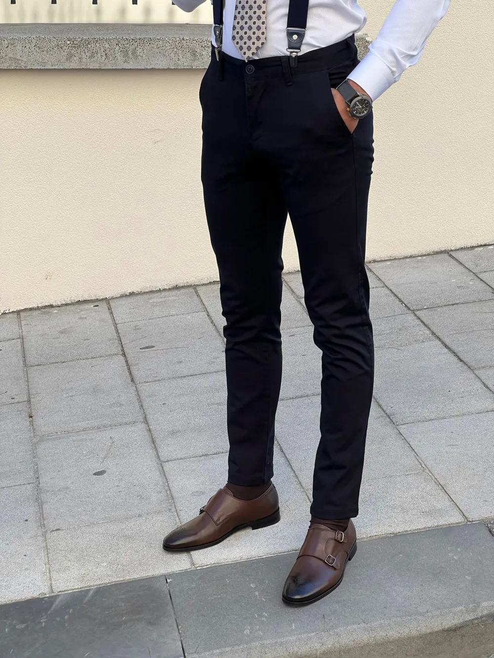 Polished Side Pocket Slim Fit Tailored Trousers