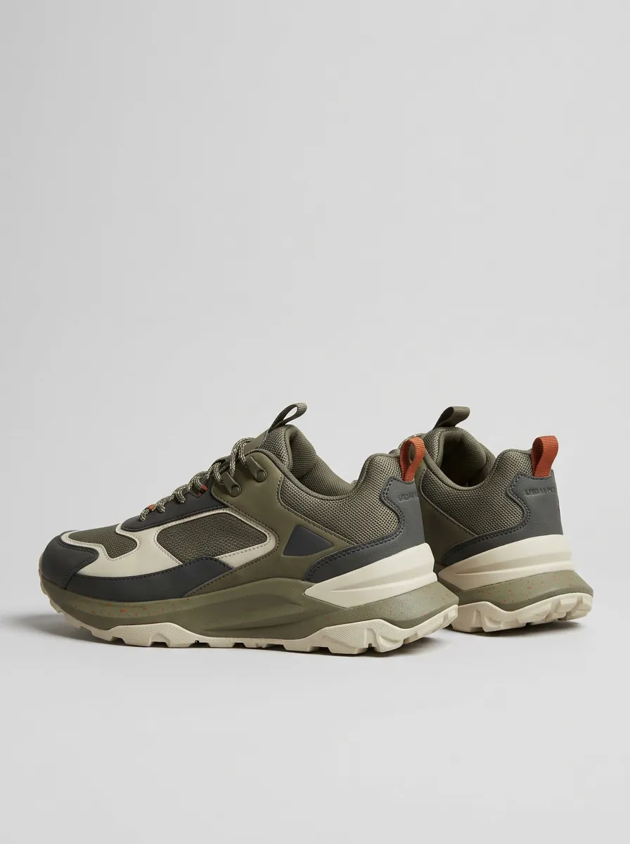 Casual Hiking-Inspired Speckled-Sole Casual Sneakers