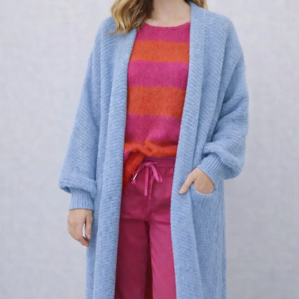 Open Texture Wool Cotton Oversized Longline Cardigan