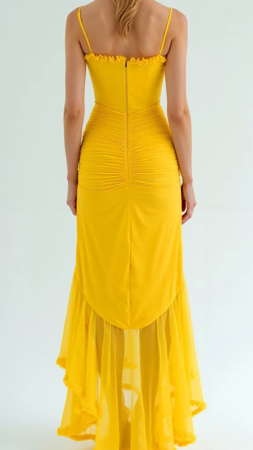 Ruffled Asymmetric Maxi Dress
