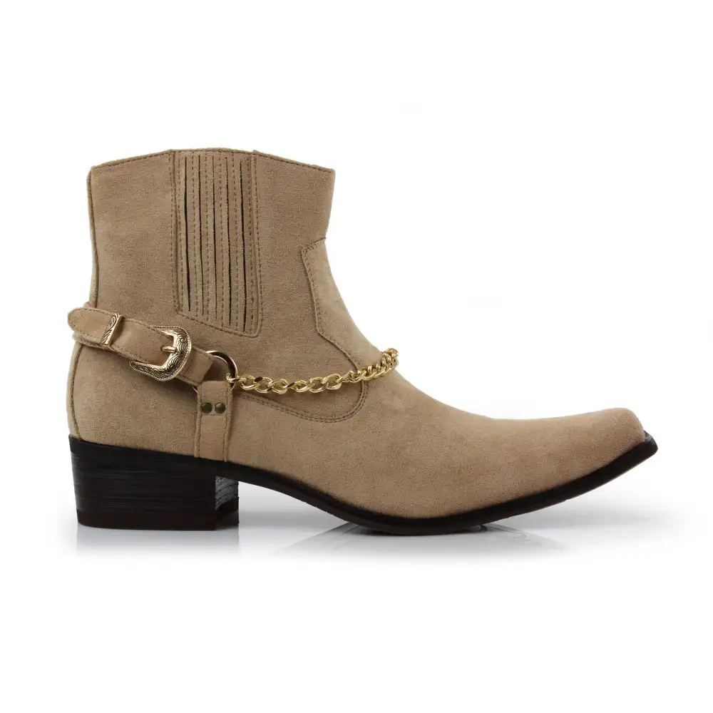 Suede Faux-Leather Pointed-Toe Chelsea Boots
