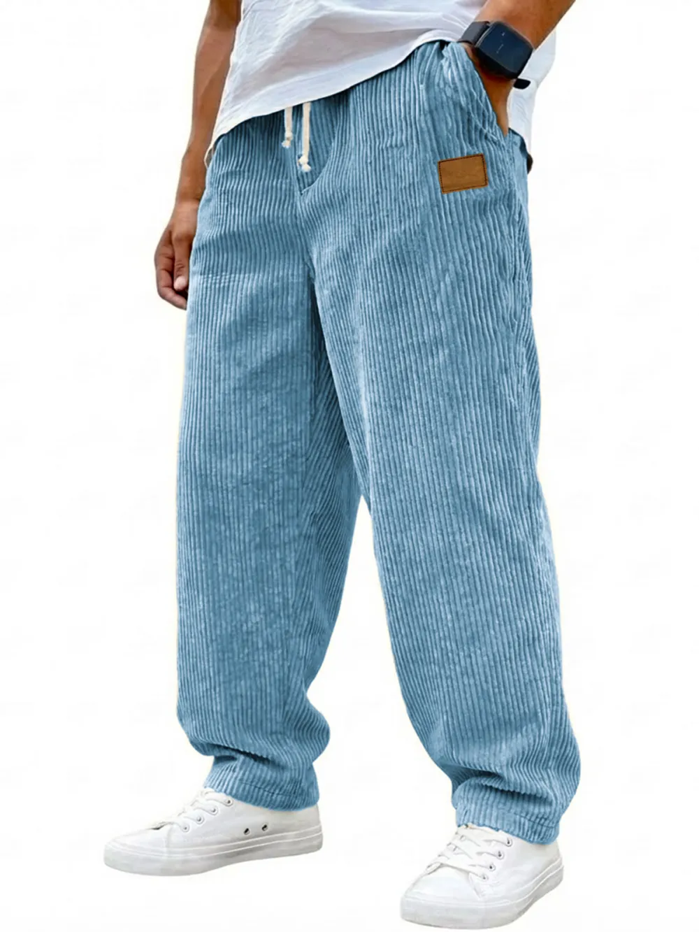 Corduroy Drawstring Seamed Trousers