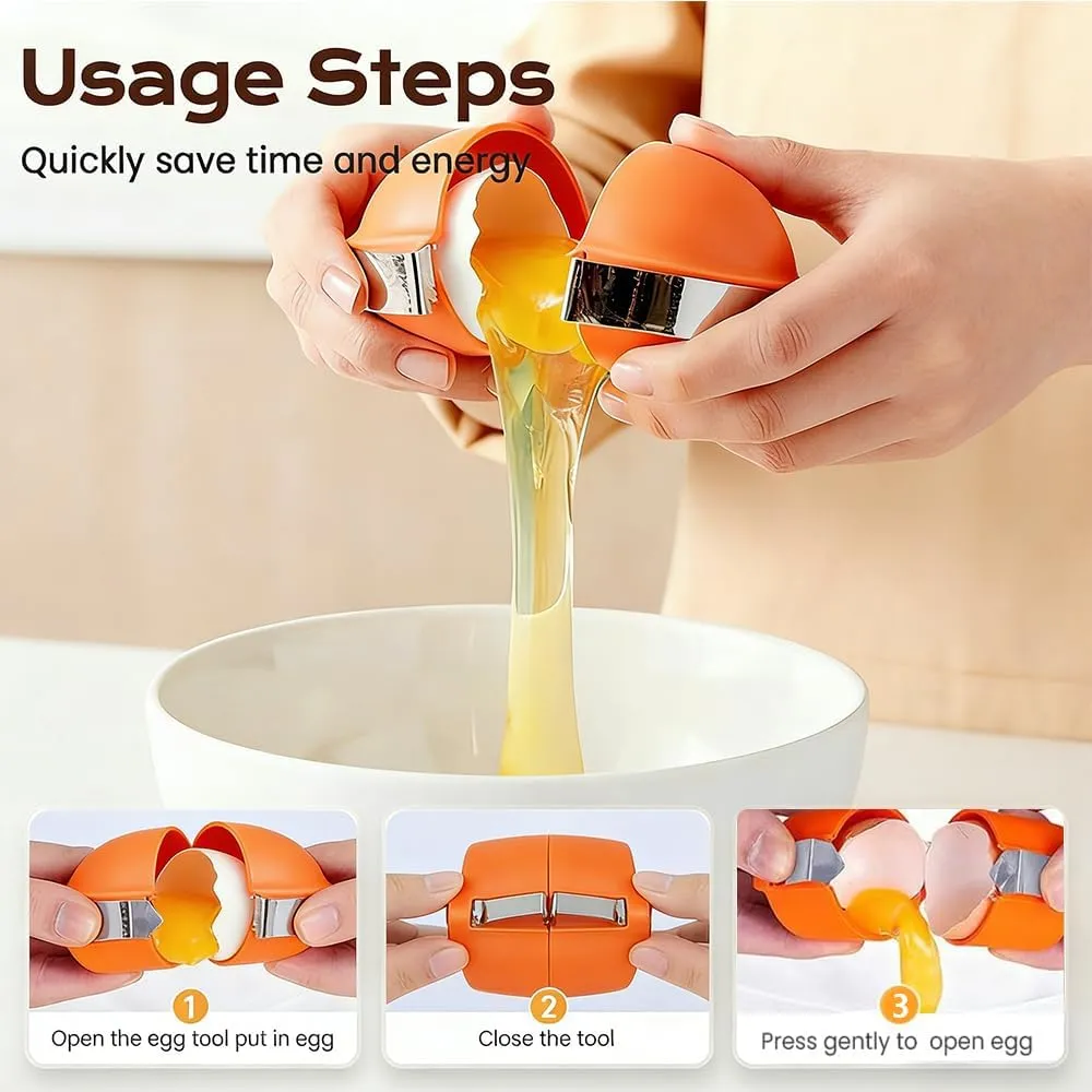 New Egg Shell Opener Egg Cracker Tool Stainless Steel, Multifunctional Egg Shell Opener for Raw Or Hard-Boiled Eggs, Kitchen Gadget for Cooking Baking