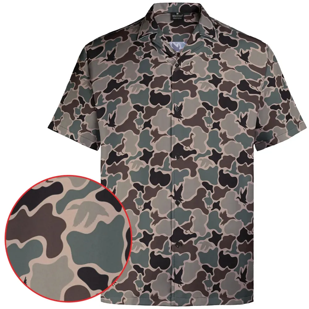 Men's Camo Hawaiian Shirt Duck Hunting Short Sleeve Button-Up Shirts