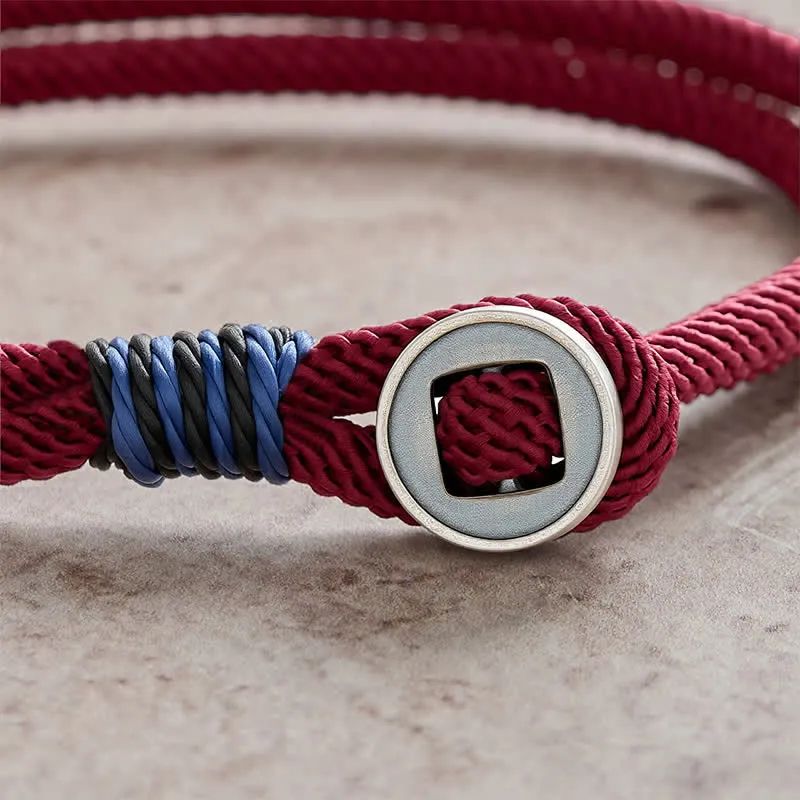 Sterling Silver Double Wrap Button Bracelet