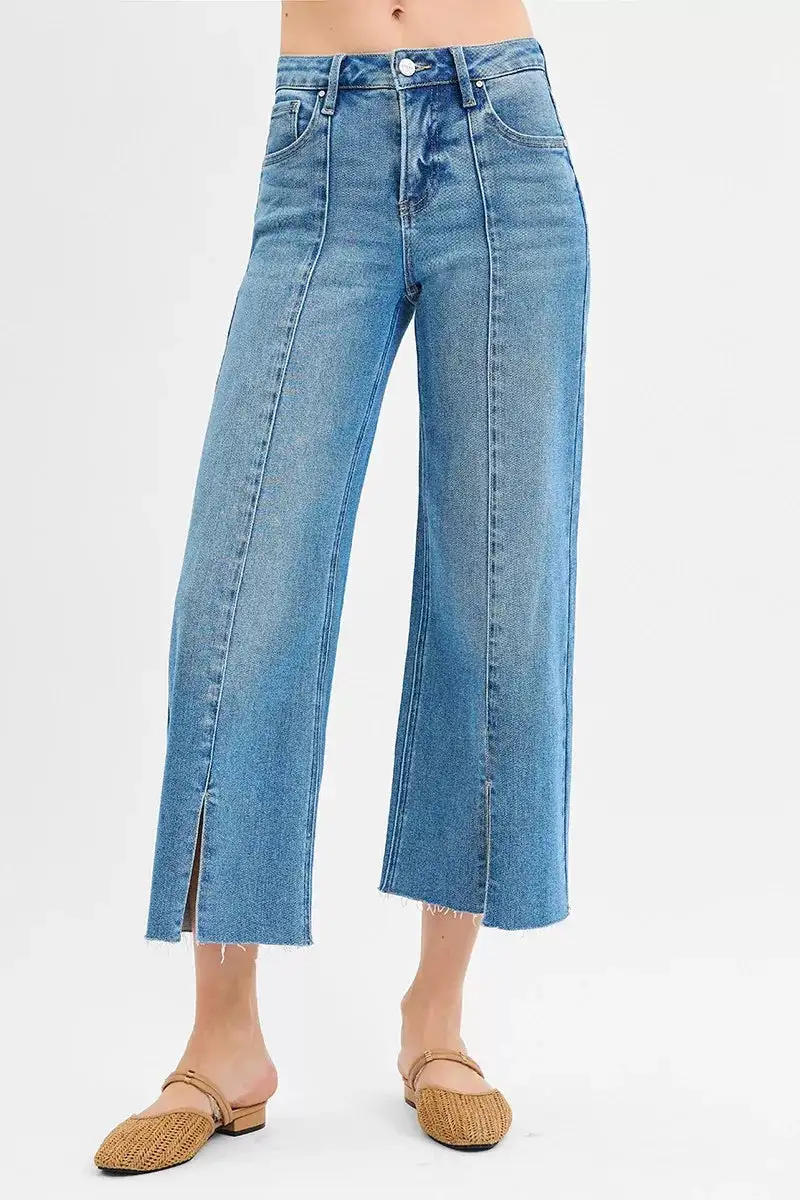 Everyday Mid Rise Raw Hem Cropped Jeans