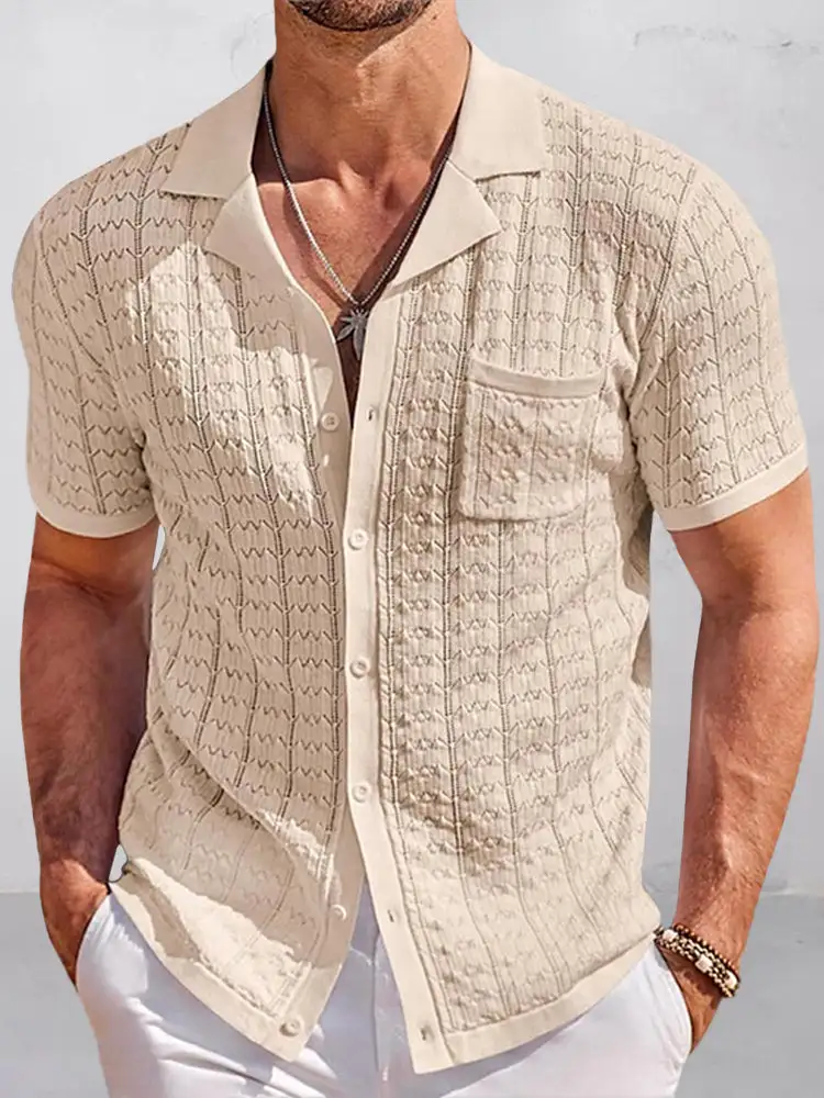 Casual Breathable Textured Knit Shirt