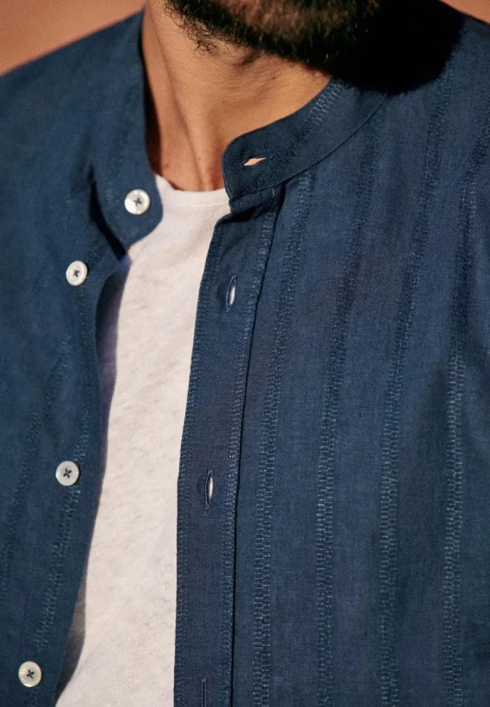 Classic White Cotton Linen Blend Button Up Shirt