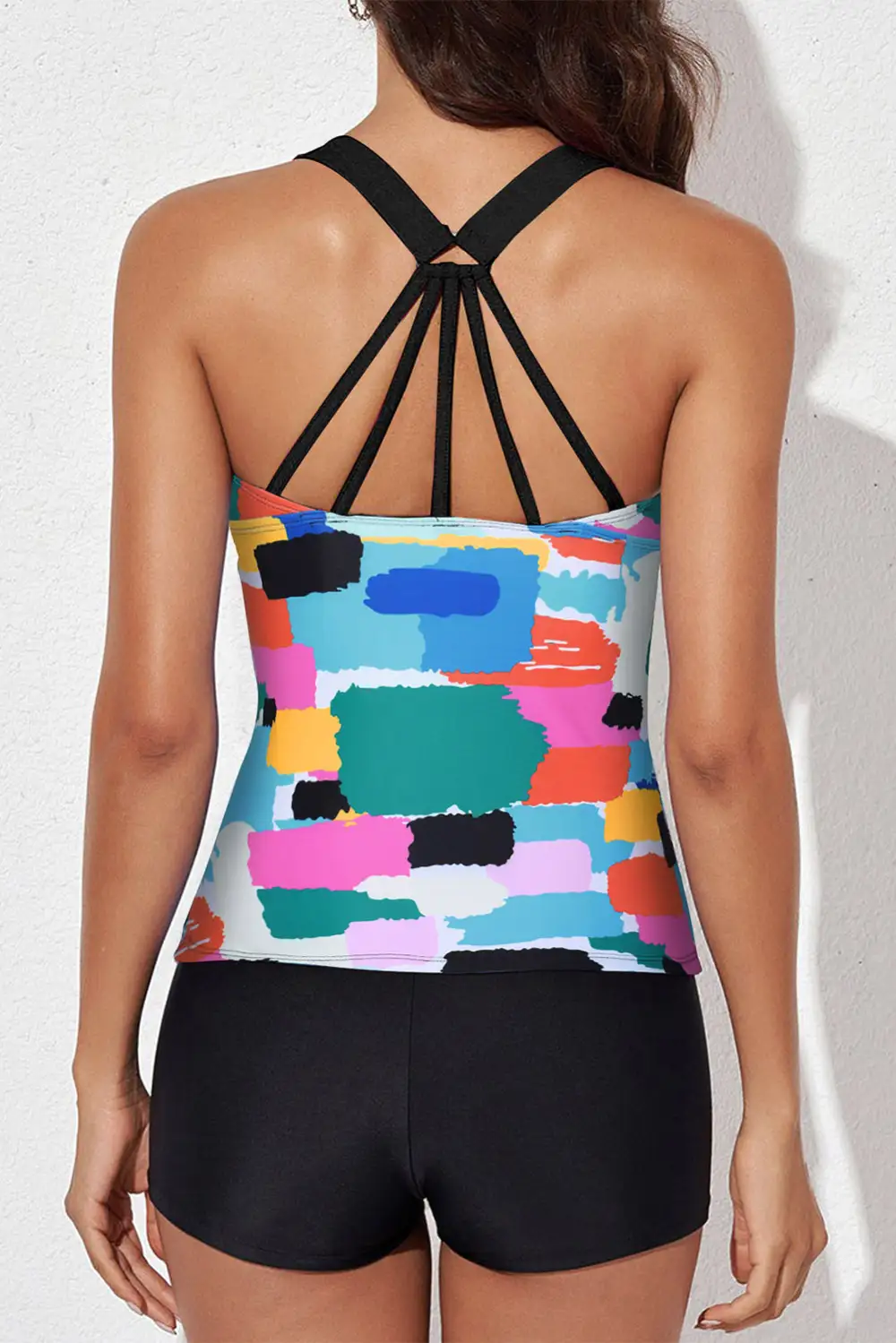 Swimwear Geometric Leopard Abstract Backless Sheath Active Bikinis Tops