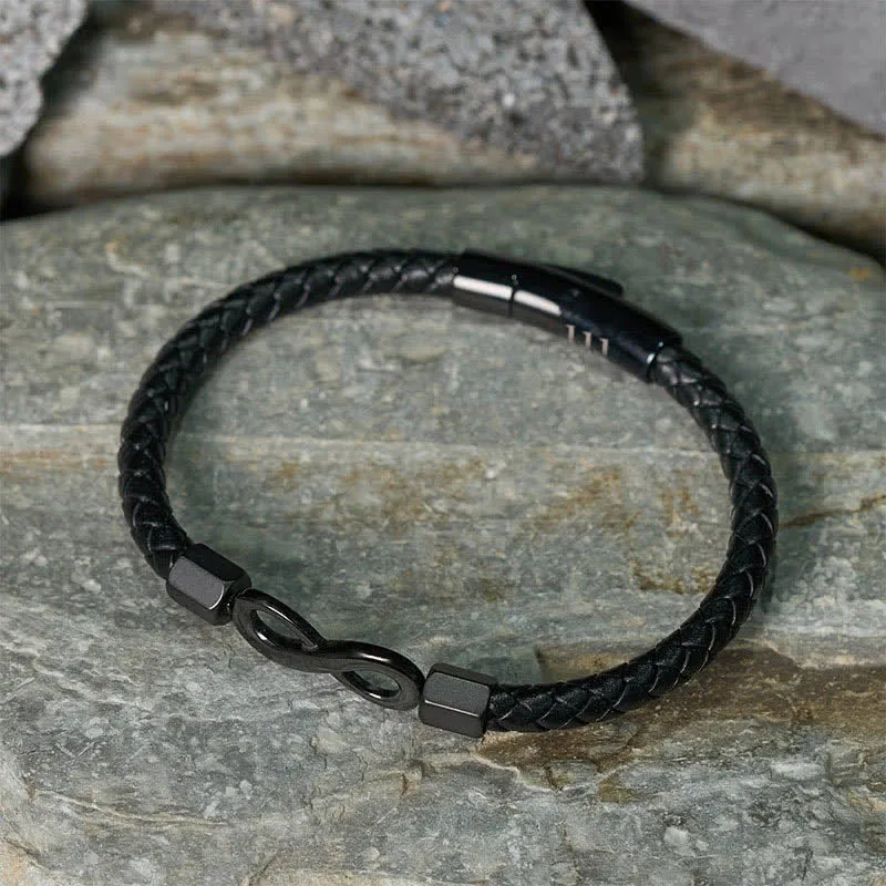 Angel Numbers Infinity Symbol Leather Faith Bracelet