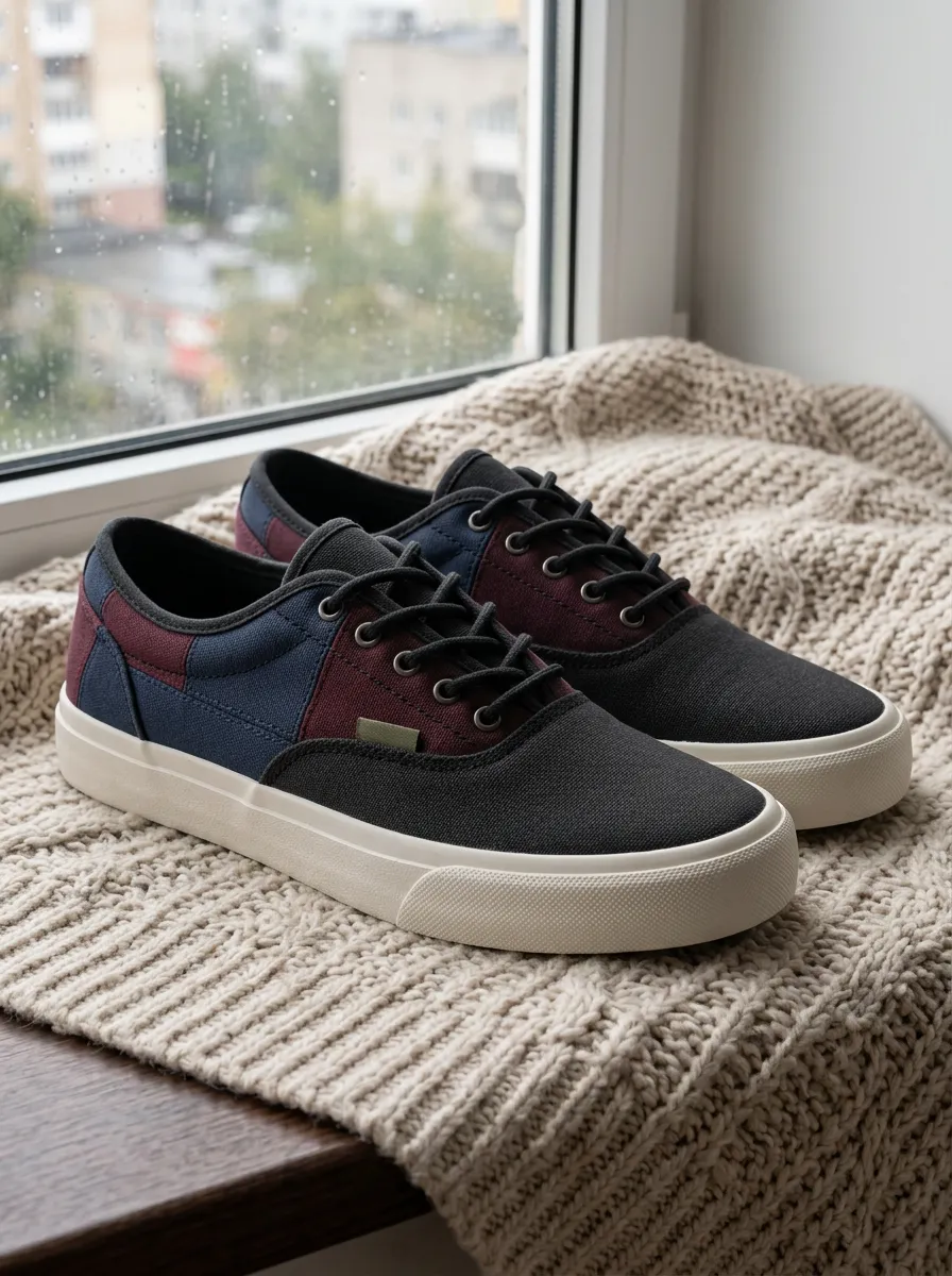 Men's Street Colorblock Patchwork Design Patterned Canvas Shoes