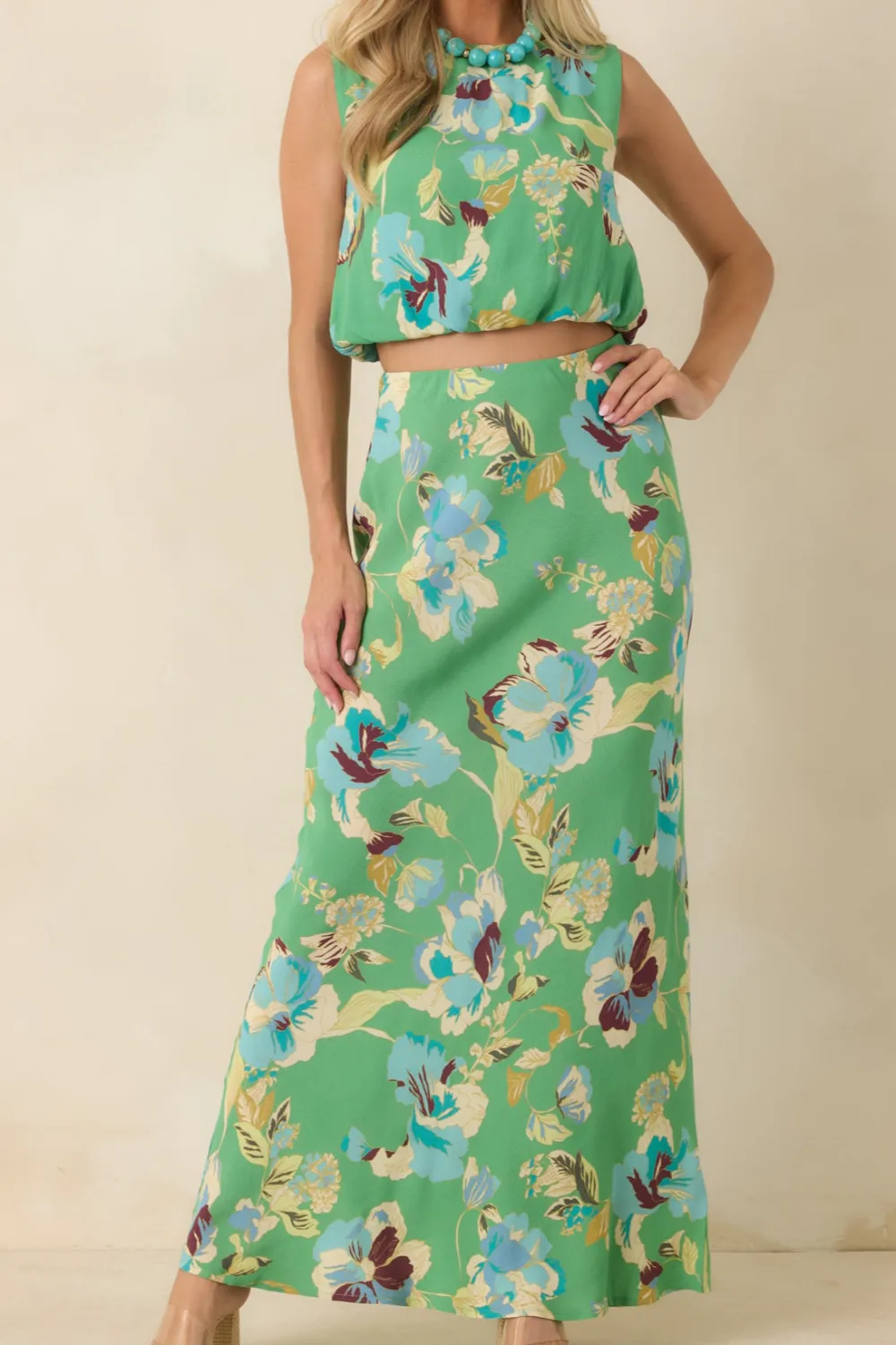 Cyprus Floral Bias Maxi Skirt