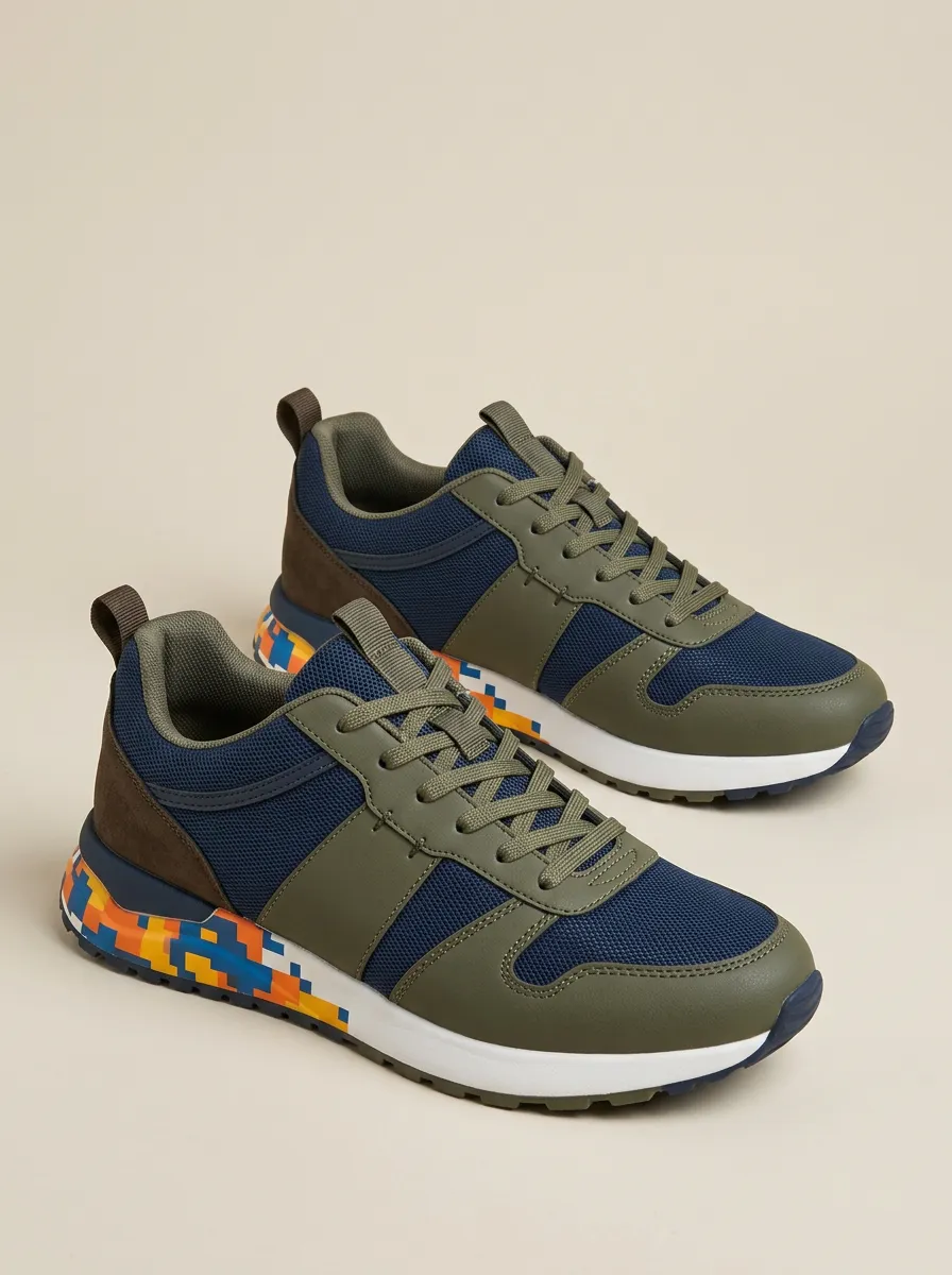 Men's Casual Pixel Pattern Printed Sneakers