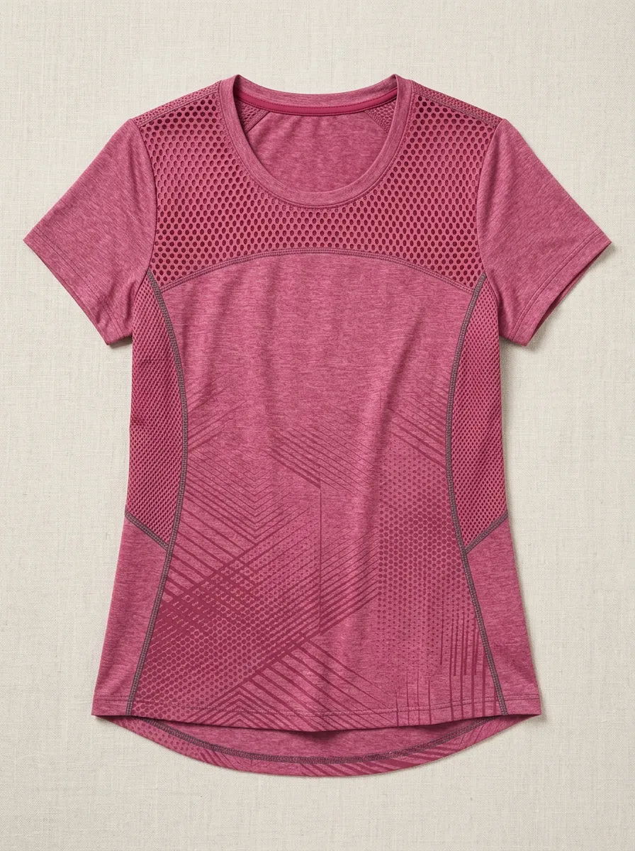 Women's Fitness Gym Lover Geometric Mesh Printed Top