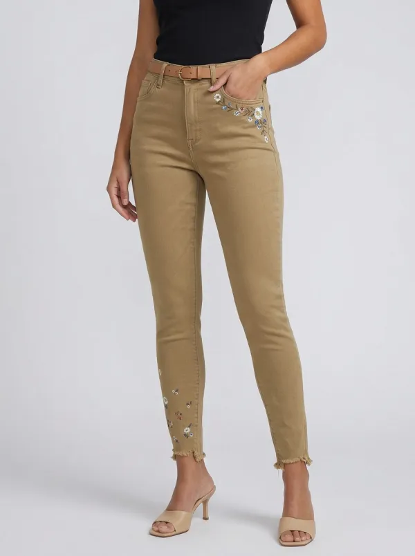 Women's Atlas Floral Embroidered Flower Printed Slim Jeans