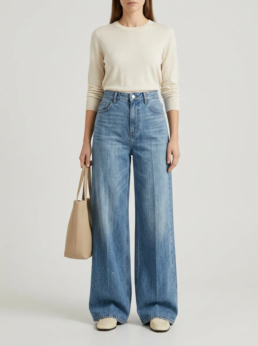 Women's Wide Leg Casual Denim Jeans