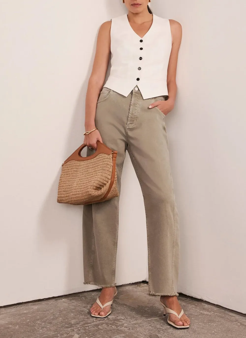 Plain Casual Style Wide-Leg Jeans