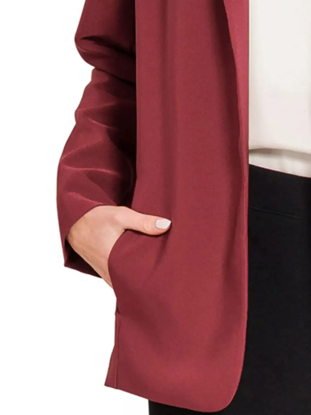 Classic Long Sleeve Open Front Pocket Detail Tailored Blazer