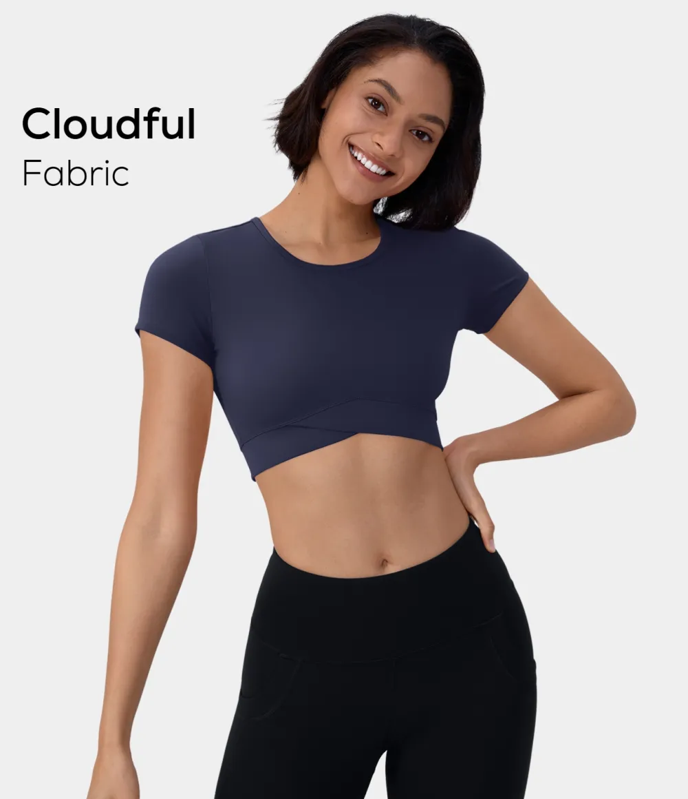 Softlyzero Plush Crossover Hem Cropped Sports Top