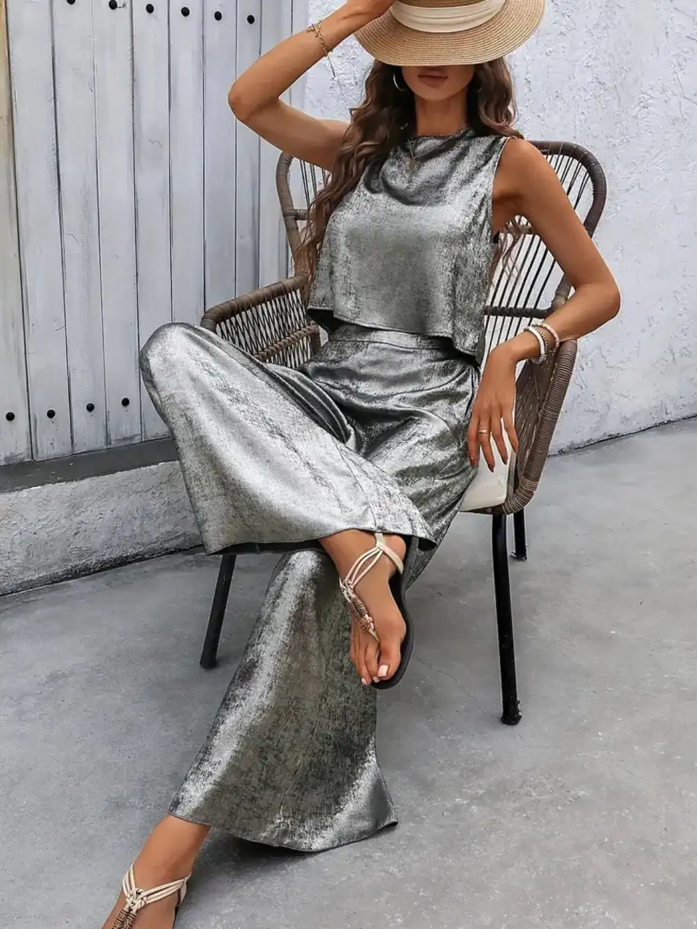 Relaxed Round Neck Tank and Pants Set